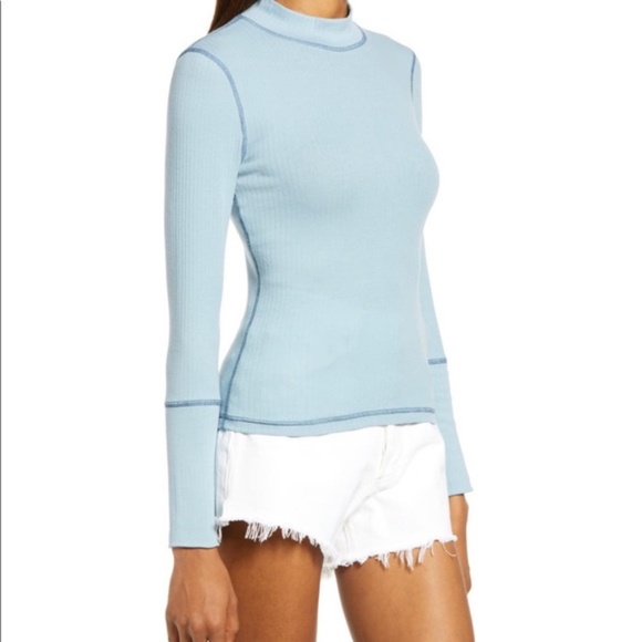 FREE PEOPLE BOHO KNIT TOP PULLOVER KNIT LONG SLEEVES MOCK NECK COTTON TEE A3C - Picture 10 of 16